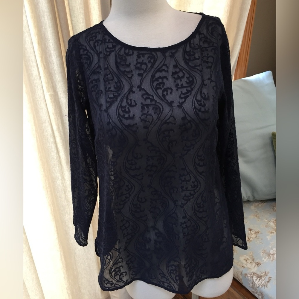 💜 2/$25 Sheer Black XSP/Extra Small Petite Long Sleeve Shirt - Picture 2 of 5
